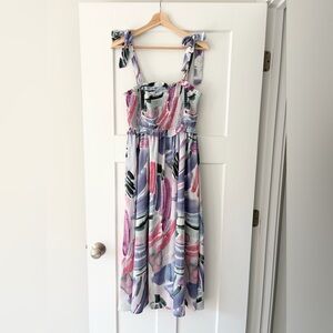 Multicolored Brush Stroke Midi Dress